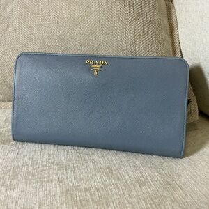 Prada Slate Blue Saffiano Leather Wallet